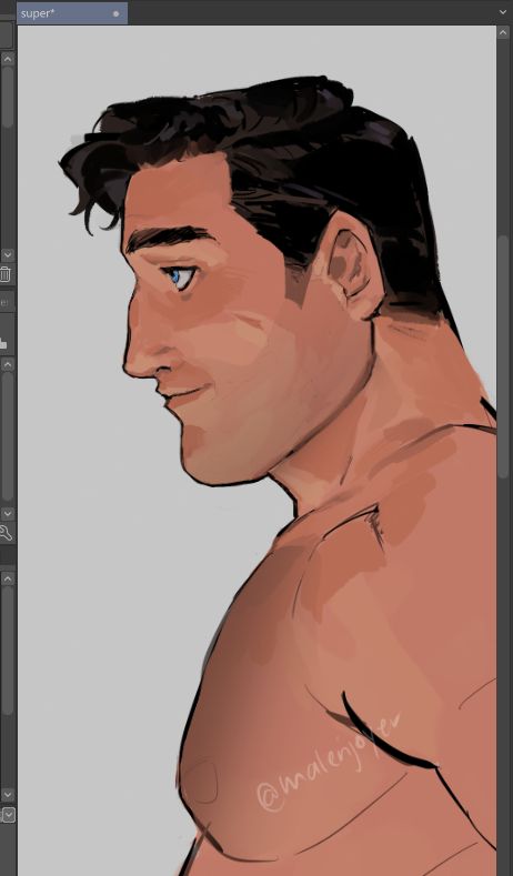 painted guy facing left