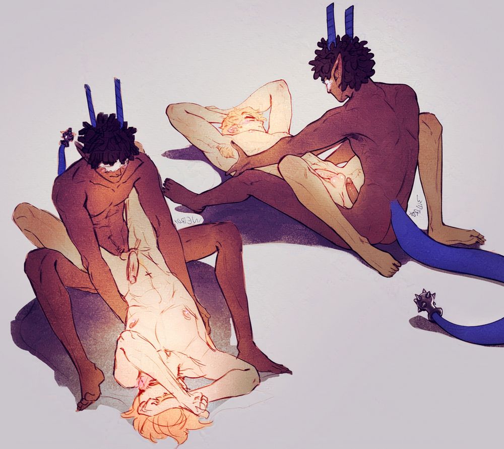 Sketch of horny people from two perspectives 
older sketch with smoler Bassem and renz peens 