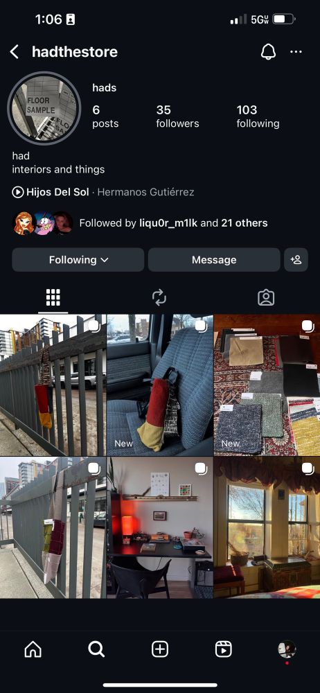 screenshot of my Instagram which is @hadthestore