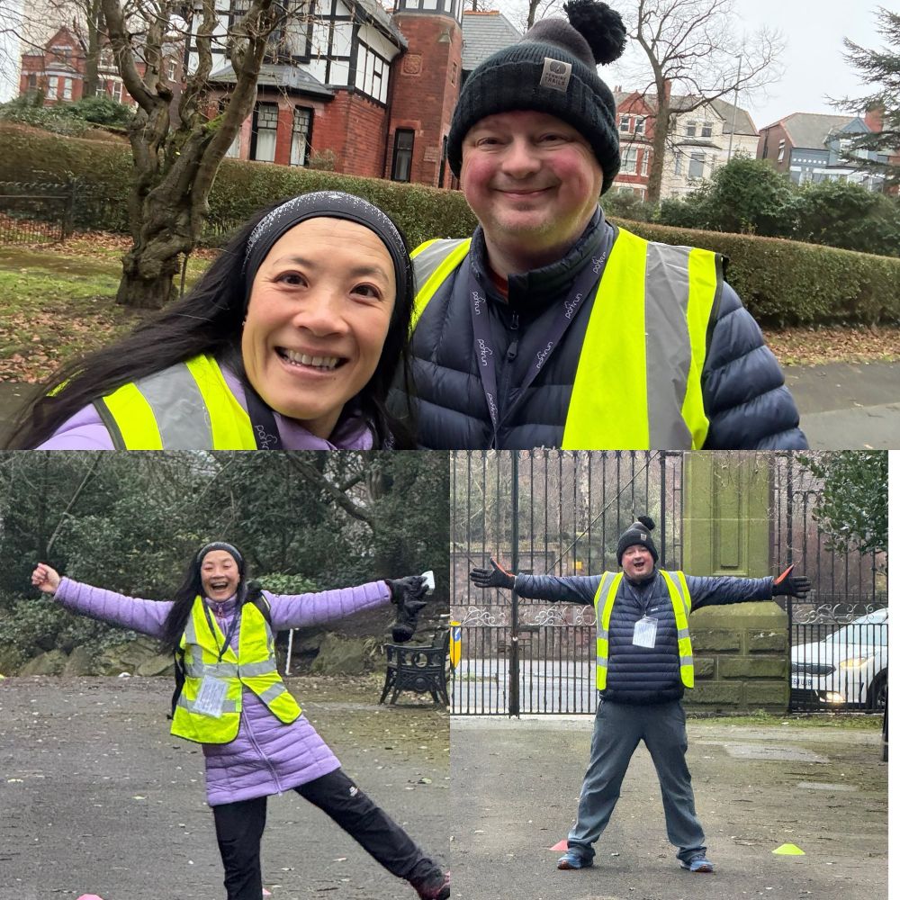 Pics of me and Christine striking a pose while volunteering- it was cold so striking poses in full winter gear 