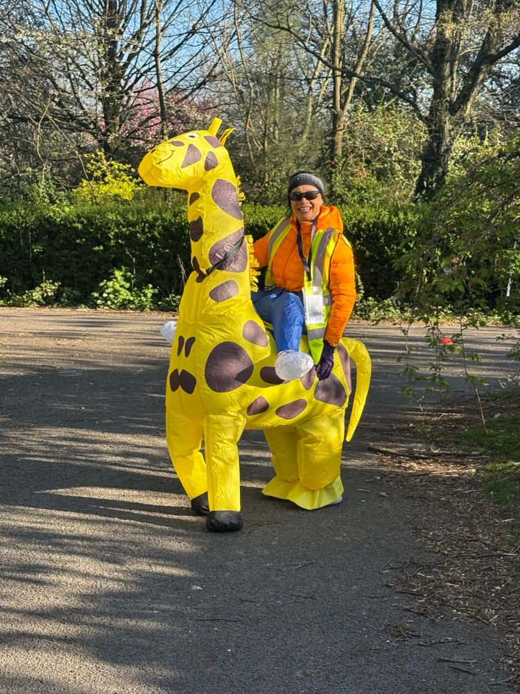 Us in inflatable rubber ducky and giraffe costumes! 