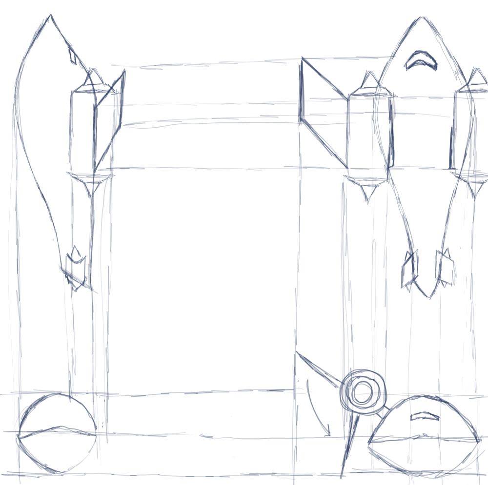 Rough sketch of a space craft with folding wings 