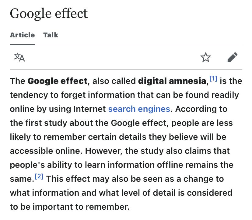 A Wikipedia entry on Google effect or gitisl amnesia.