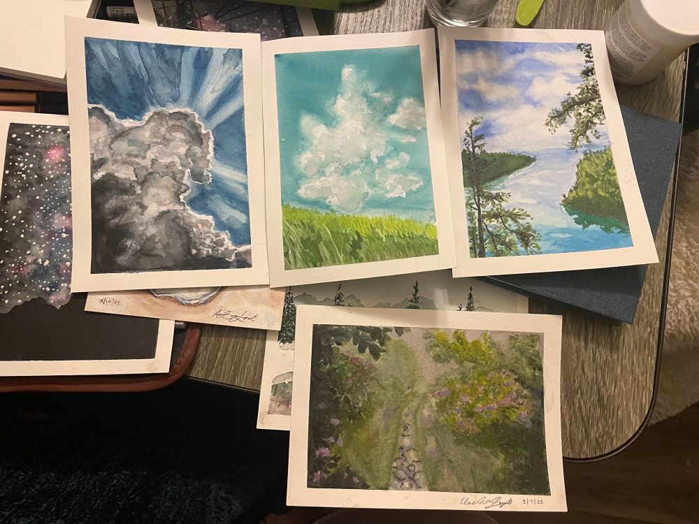 Small watercolor nature scenes