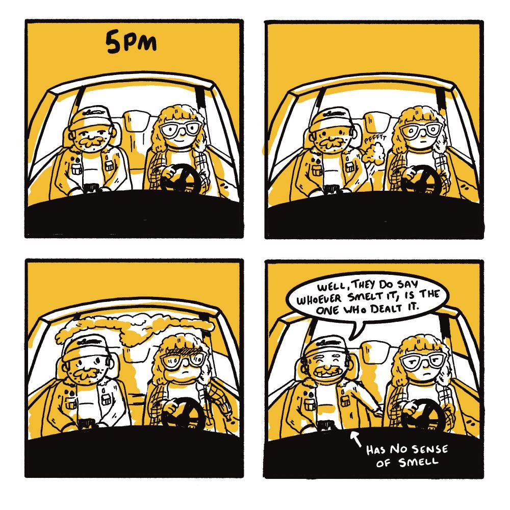 Hourly Comic Day - 5pm - Rolling down window after farting in the car.