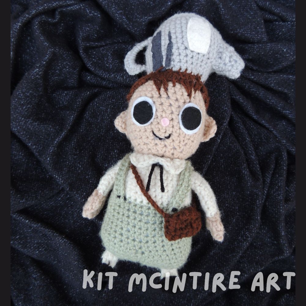 A crochet plush inspired by Greg from Over the Garden Wall.