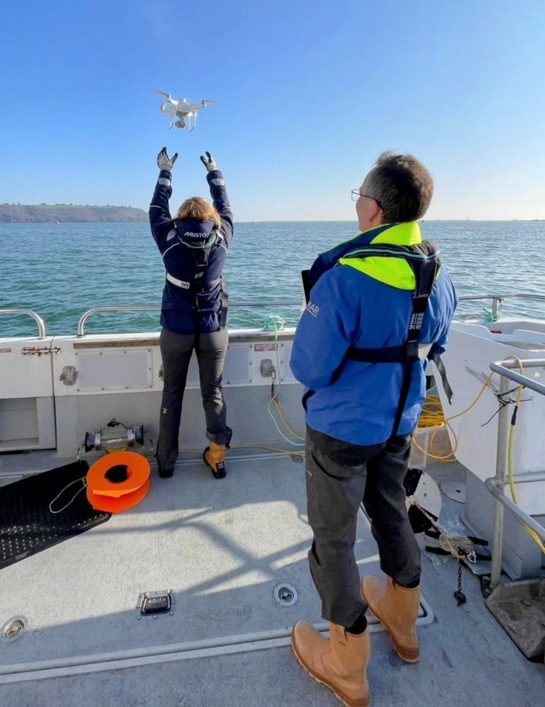 Multispectral drone surveys launched from boat 