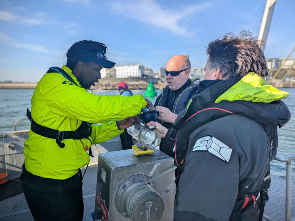 Setting up the water sampler