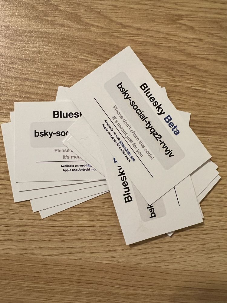 Bluesky invite codes printed on cards