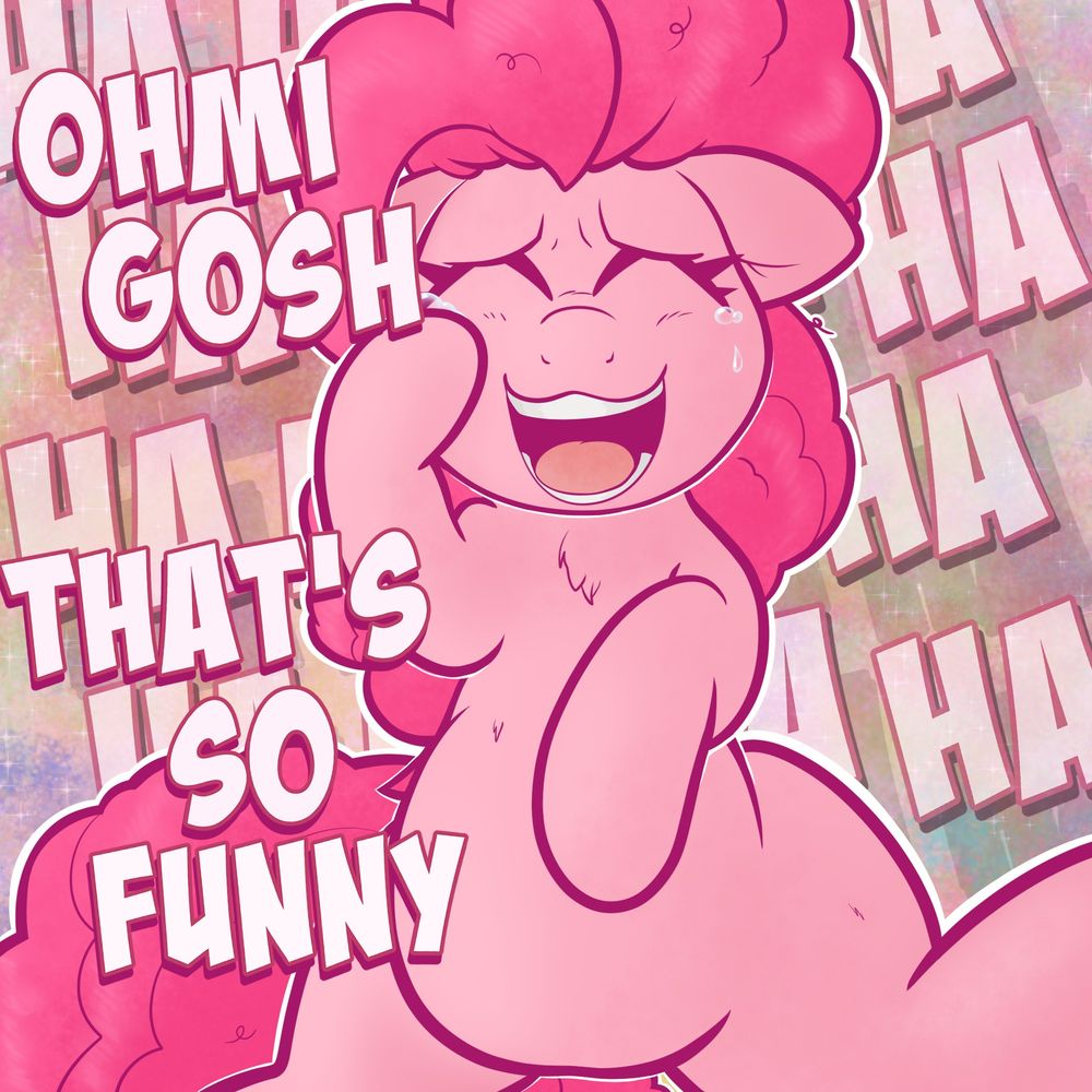 pinkie pie lying on her back laughing really hard at something unknown