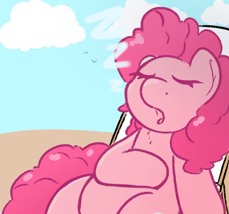 Pinkie be snoozin on the beach in a lil chair
