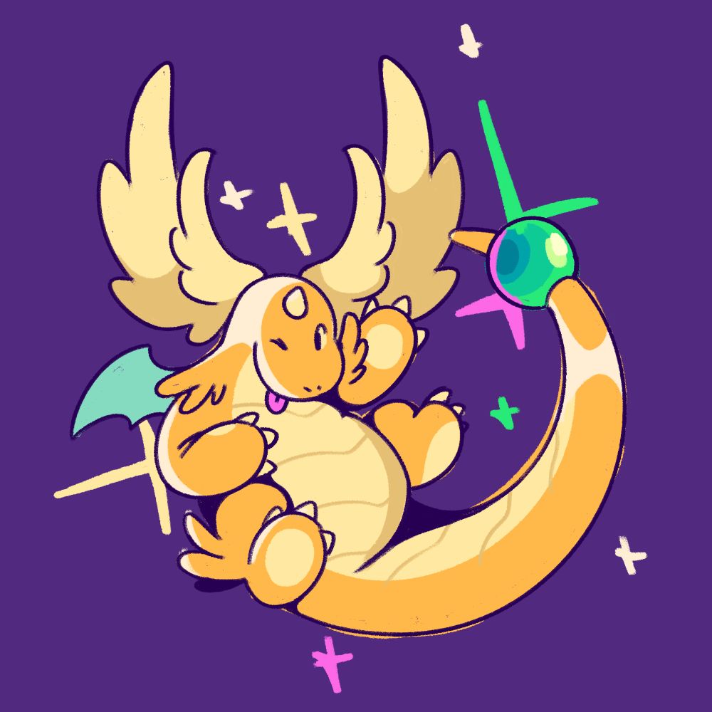 Mega Dragonite waving his paw