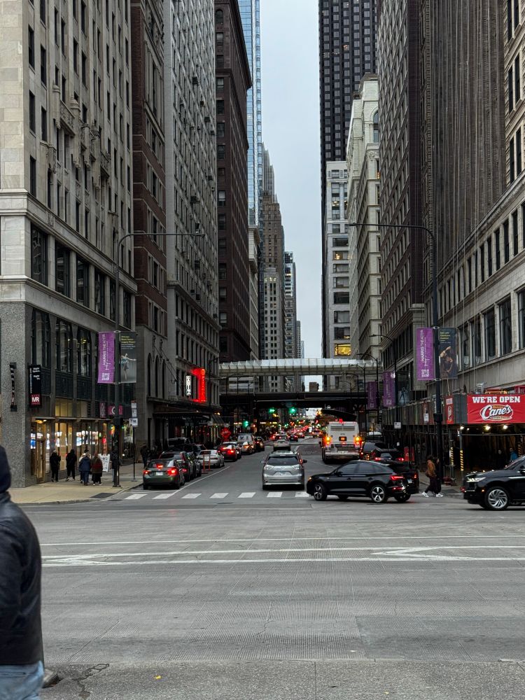 Vibrant city outside the Art Institute of Chicago 