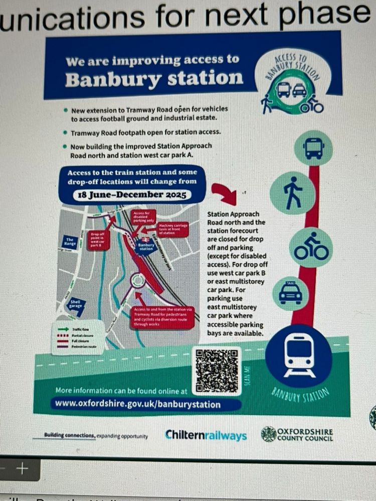 Map of changes to Tramway Road to Banbury Station 