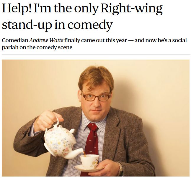 Man claiming to be only right-wing stand-up comedian.