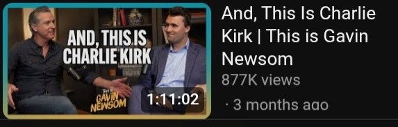 Gavin Newsom with his son's idol, Charlie Kirk.