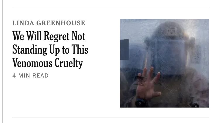 Linda Greenhouse

We Will Regret Not Standing Up to This Venomous Cruelty

4 min read