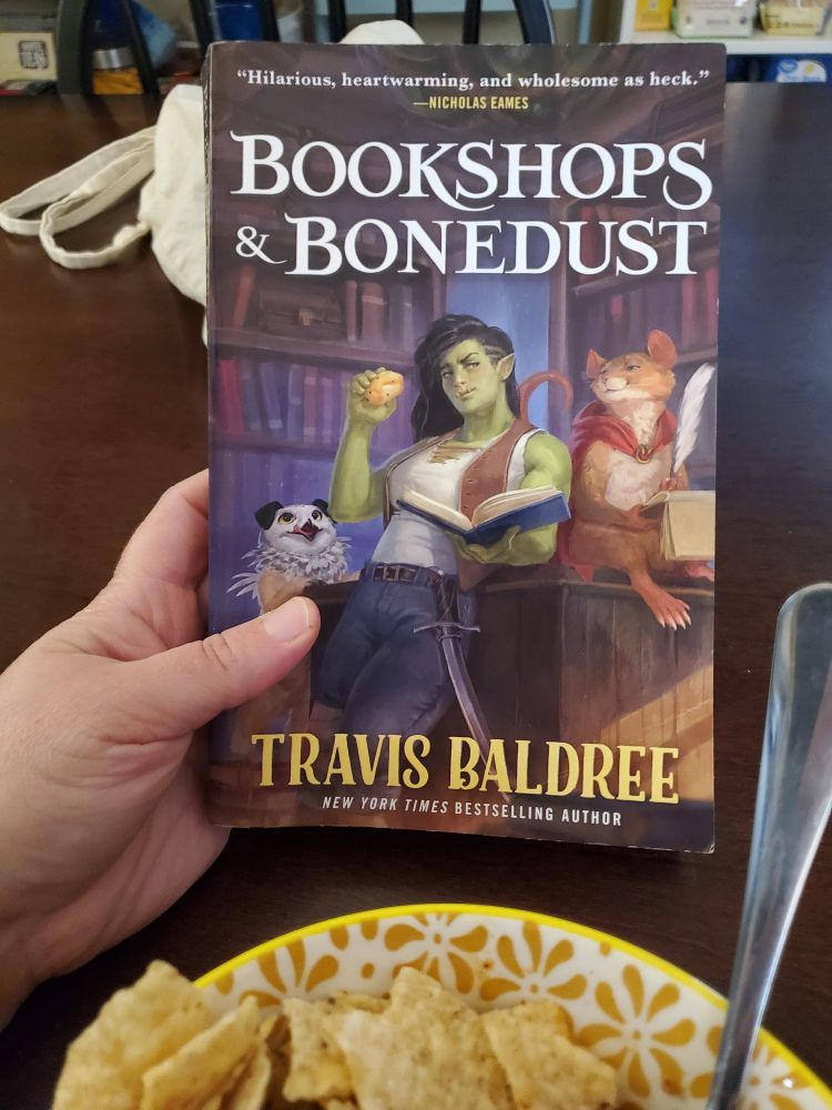 A copy of Bookshops a d Bonedust by Travis Baldree.