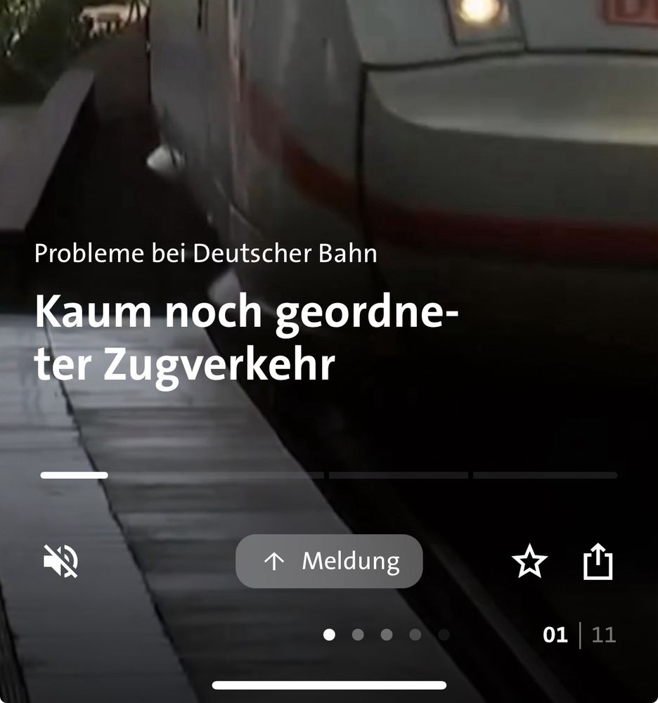 Meldung der Tagesschau: kaum noch geordneter Zugverkehr