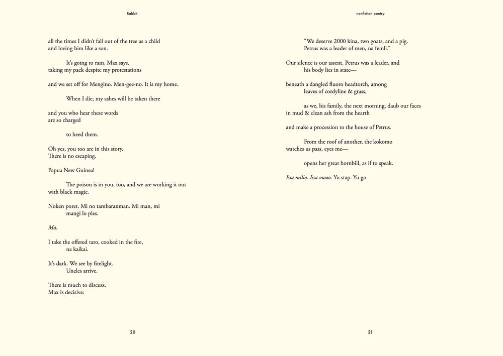 Second half of poem 'Becoming Paruwa', published in Rabbit 26: Belonging.