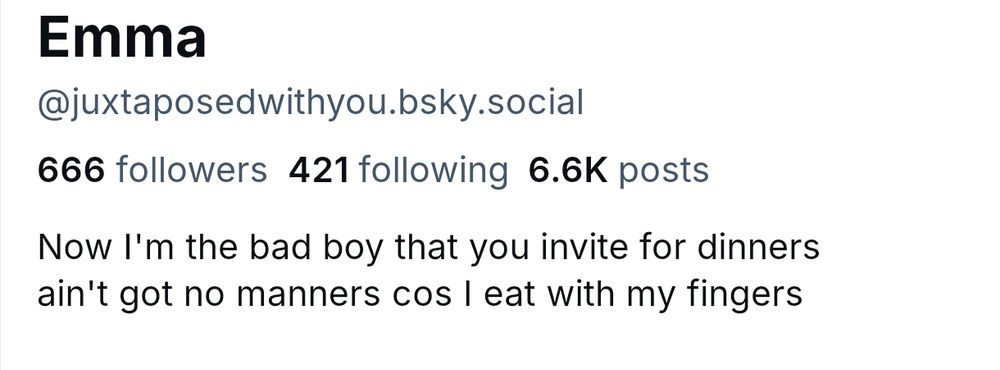 Screenshot from my Bluesky profile showing I have 666 followers 