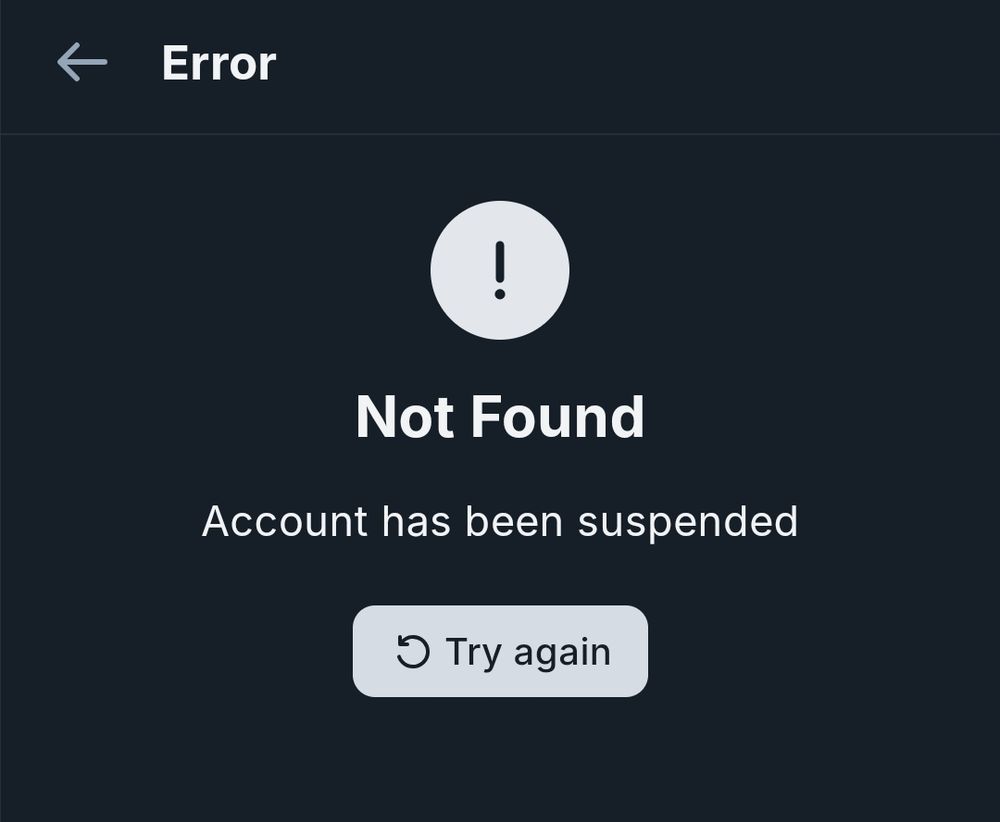 Error Not found Account has been suspended 