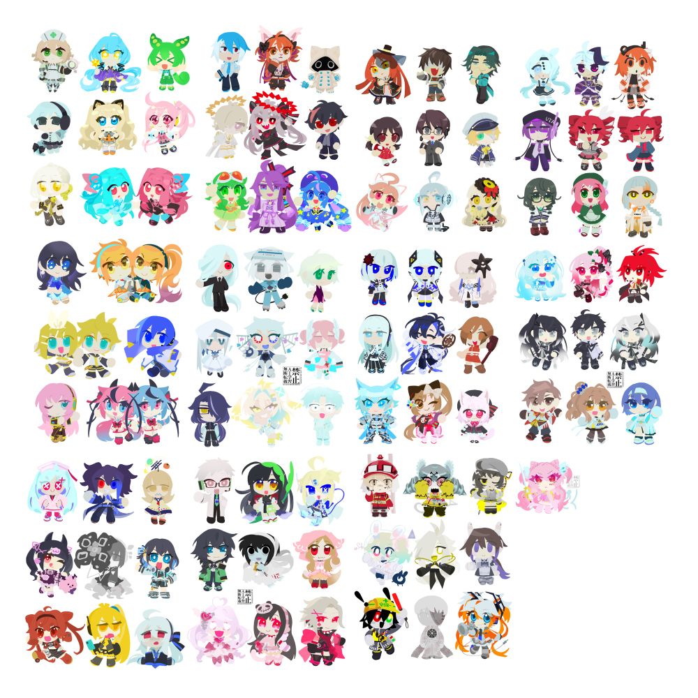 合成音声キャラクターのデフォルメイラスト100人分
