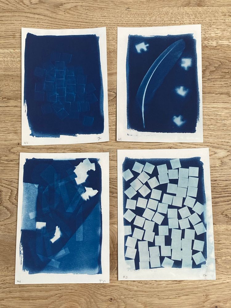 4 cyanotype prints