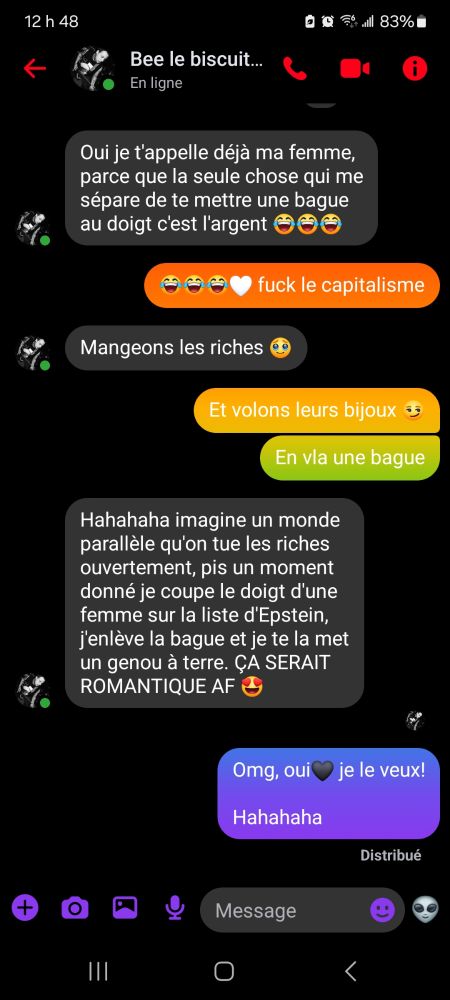 Échange de messages rigolos avec mon amoureux