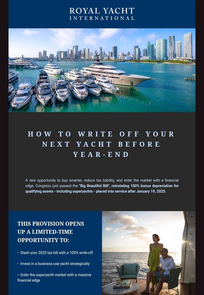 Screenshot of email telling millionares how to afford taxes on yacht purchases