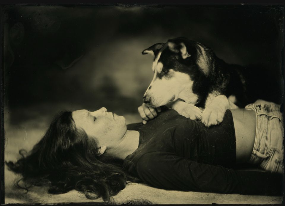 tin photo of my dog and i