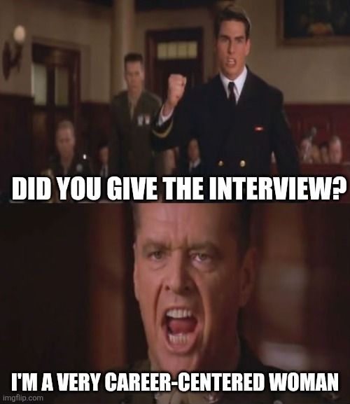 Screenshots from the movie A Few Good Men. The top has Tom Cruise asking 
