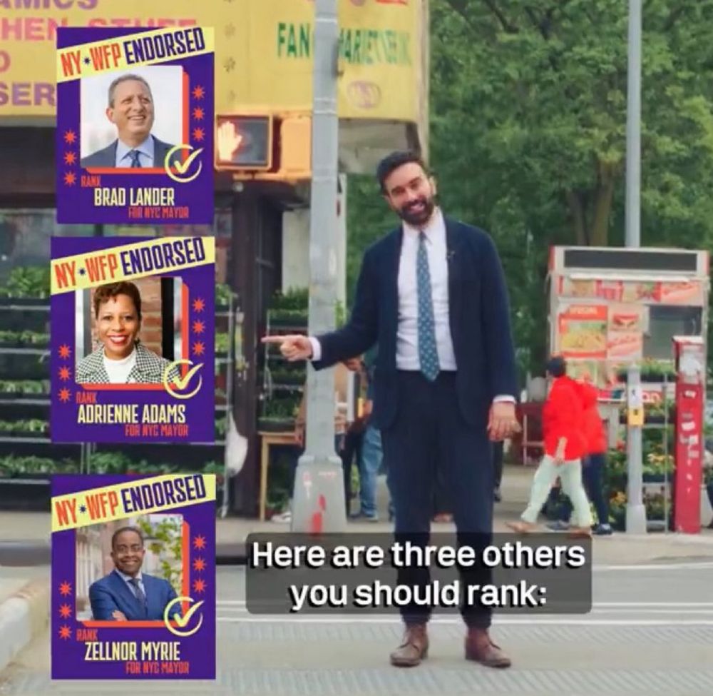 HEN
NY -WFP ENDORSED
SER
BRAD LANDER
WYC MAYOR
NY -WFP ENDORSED
ADRIENNE ADAMS
FOR MTE HAYOR
NY -WFP ENDORSED
ZELLNOR MYRIE
FAN
Here are three others you should rank: