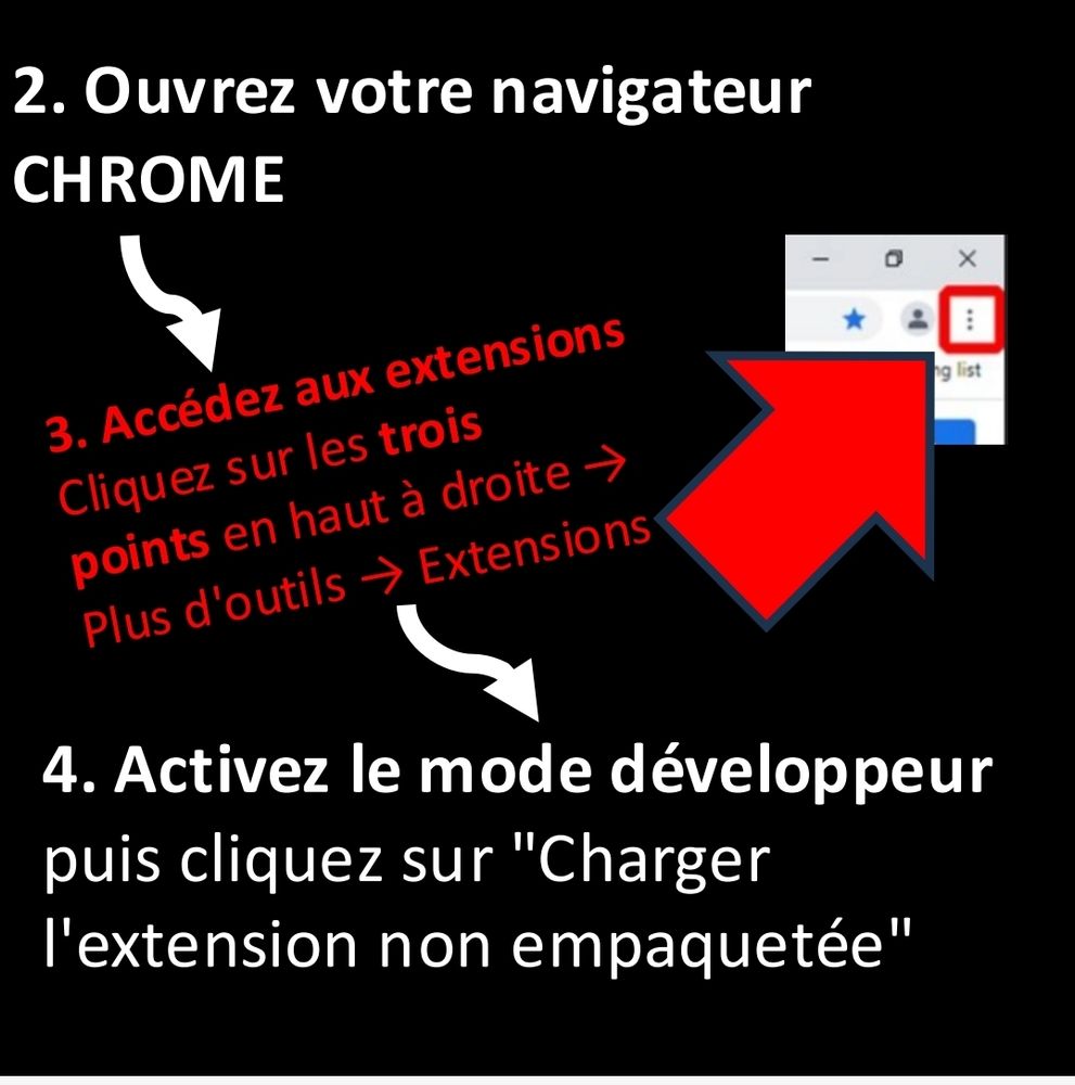 Ouvrir chrome et le mode développeur