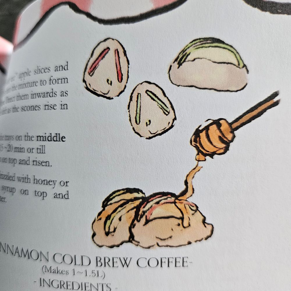 Illustrations of the steps making scones