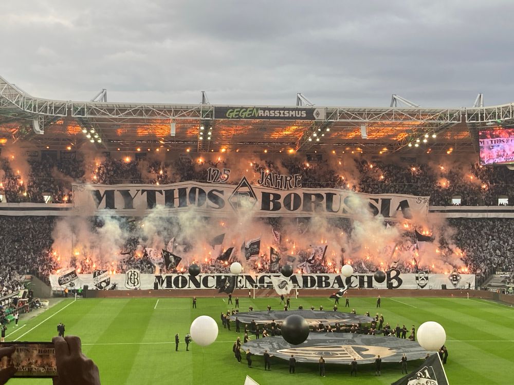 Image of opening ceremony 125th anniversary Borussia Mönchengladbach football club (Nordkurve) on 2 August 2025