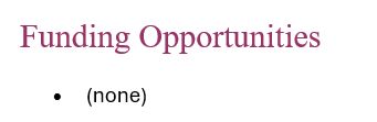 The notice says "Funding Opportunities: None"