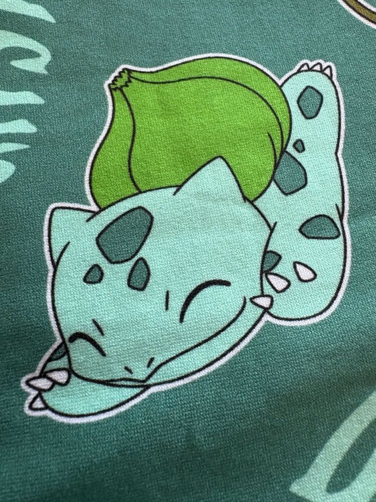 Some Bulbasaur art from the pajama pants I got for my birthday. 