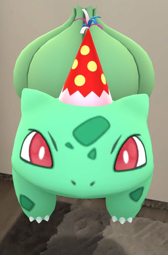 Bulbasaur in a party hat