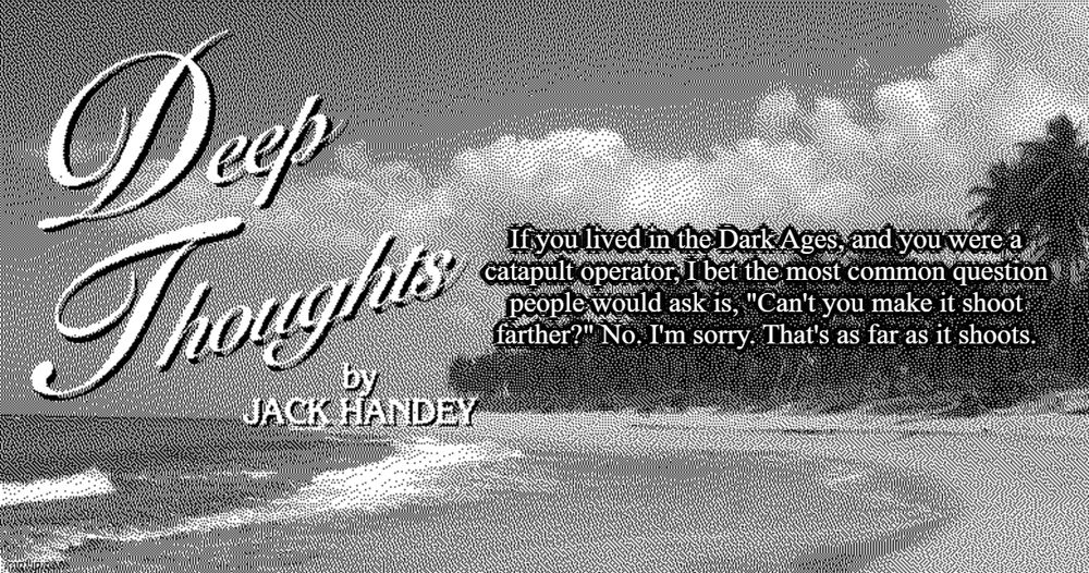 A black and white dithered image for an e-ink display that shows the "Deep Thoughts" logo from SNL and a Jack Handey quote