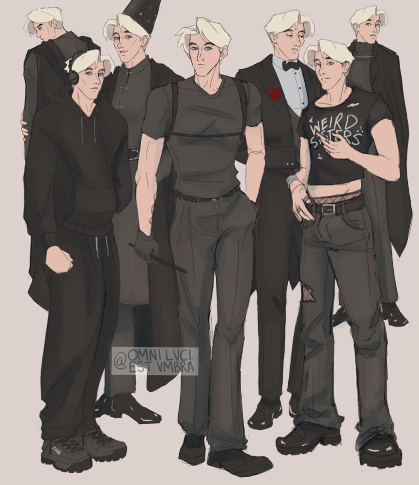 Draco Malfoy fashion group shot

All black everyday for him hahaha (I fondly call this image “The Dracos”)
