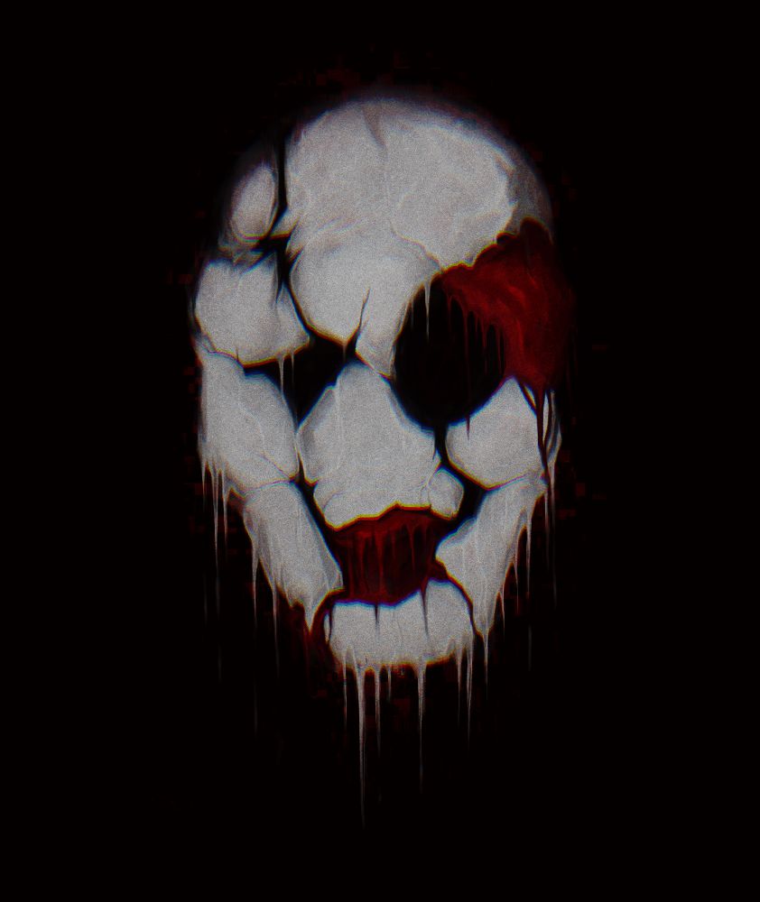 drawing of w d gaster as the original segmented blurryface design, melting and glitched 