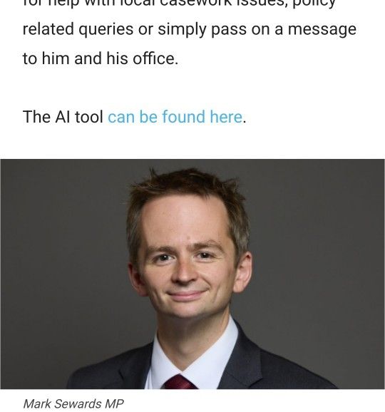 The Al tool can be found here 
Image of Mark Sewards MP 
