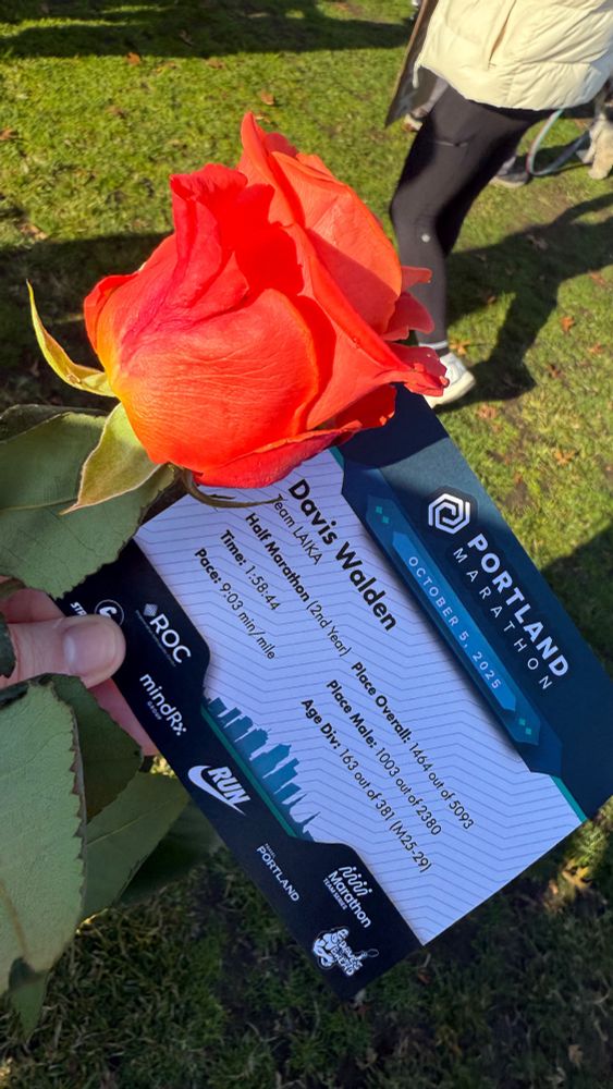 Davis’s results: 1 hour and 58 minutes! 