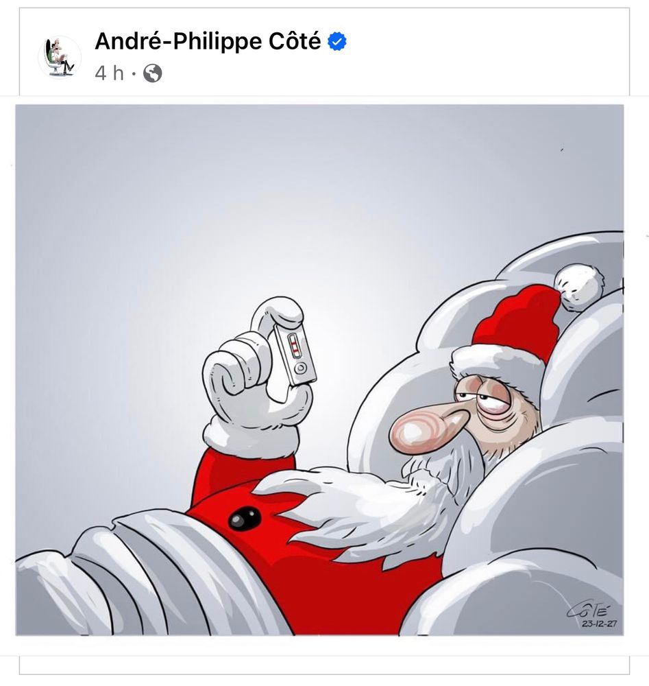 Santa with a positive covid-19 test.