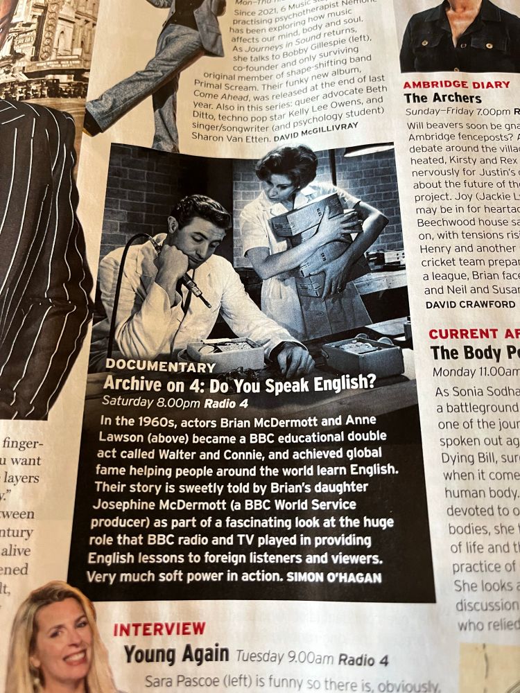 Cutting from the Radio Times showing Walter and Connie