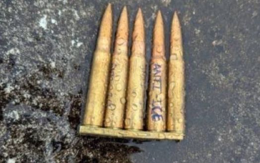 Bullet casings with "ANTI-ICE" written on them in terrible handwriting 