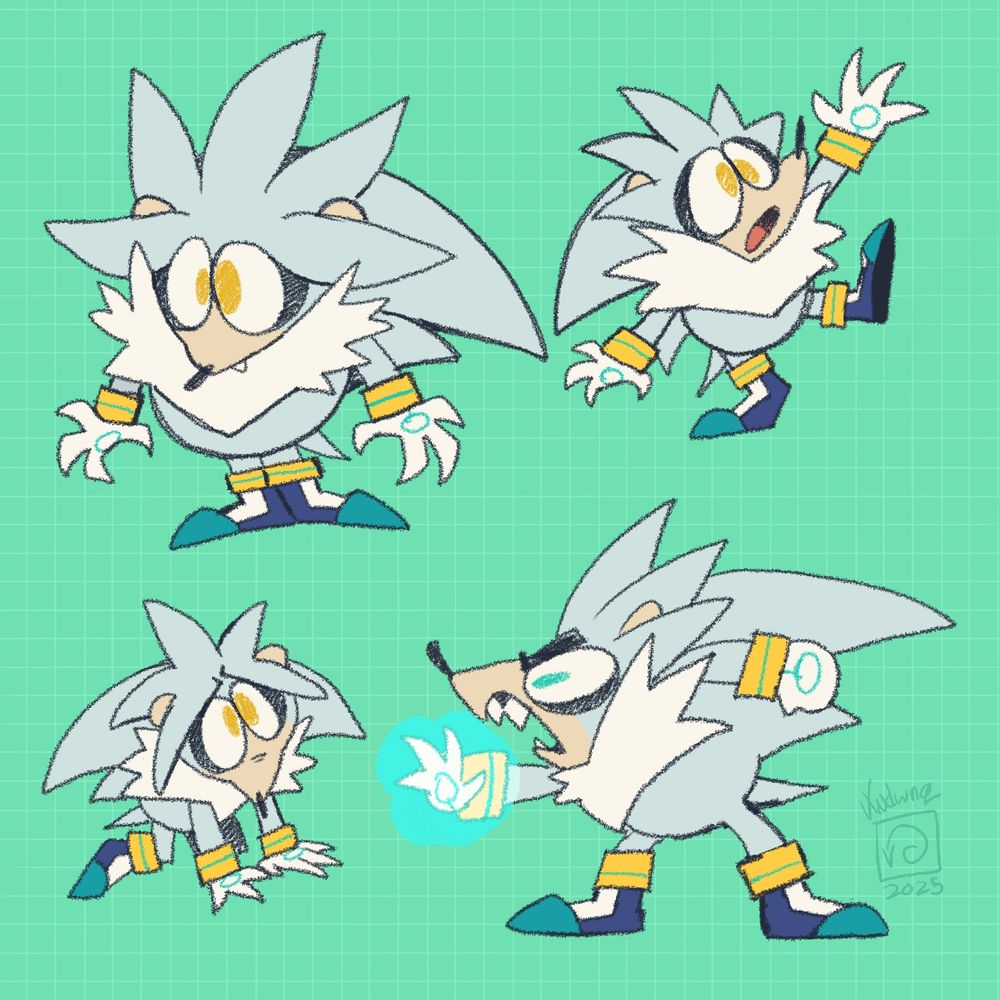 Doodles of a very round silver 