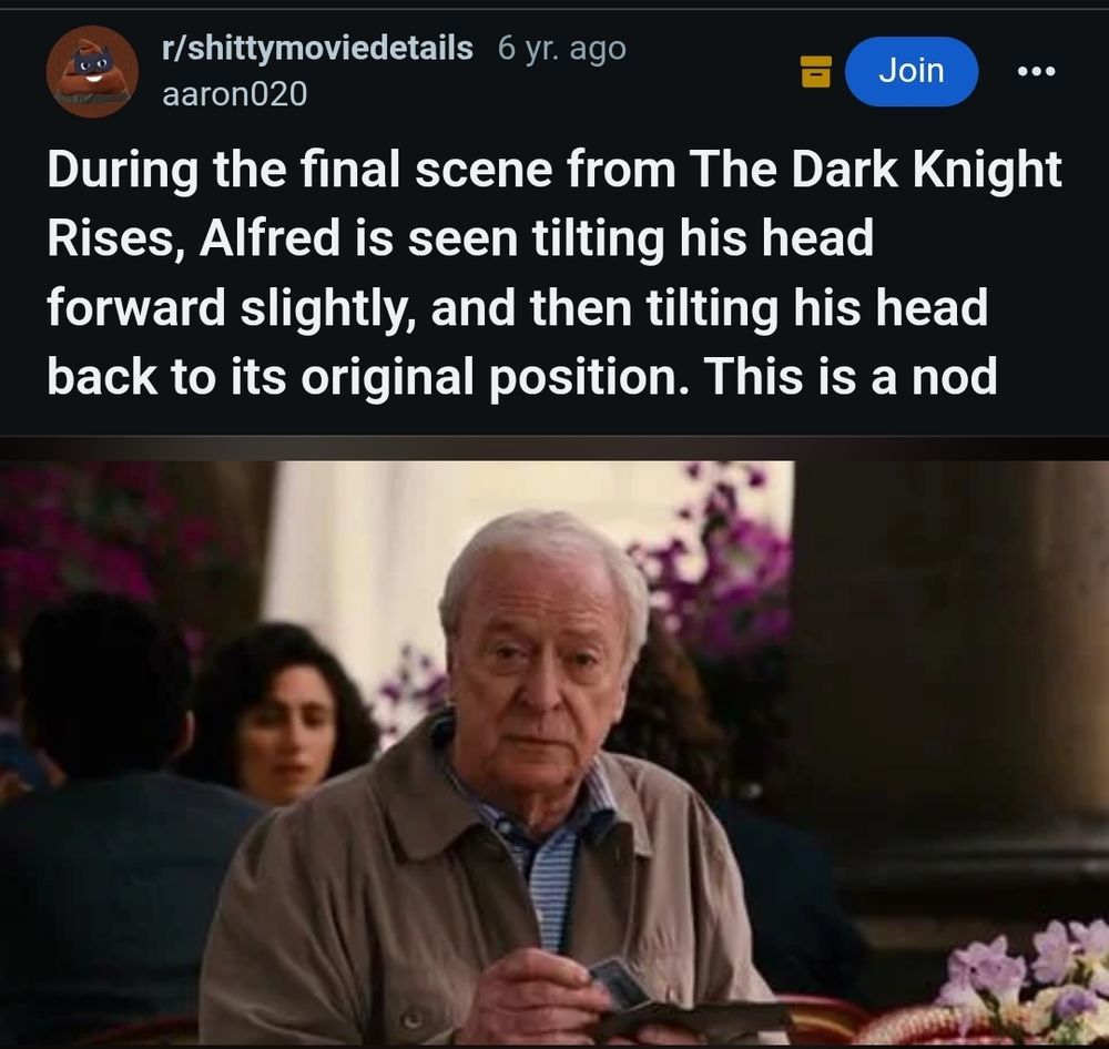 Dark Knight Rises. Alfred. This is a nod.