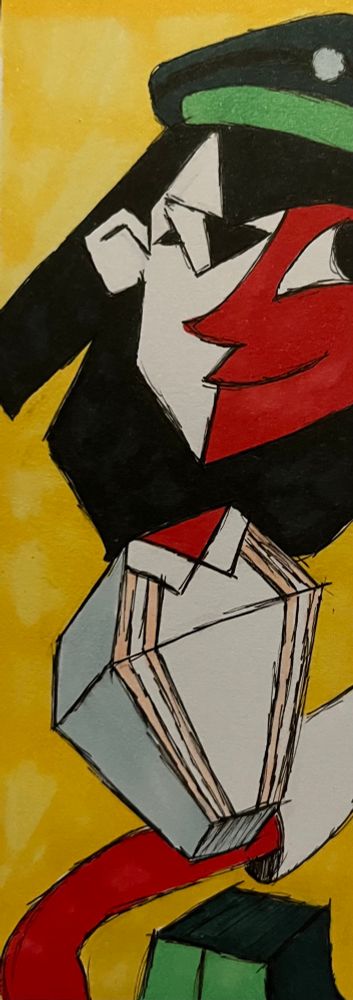 A Picasso styled character from ENA Dream BBQ.